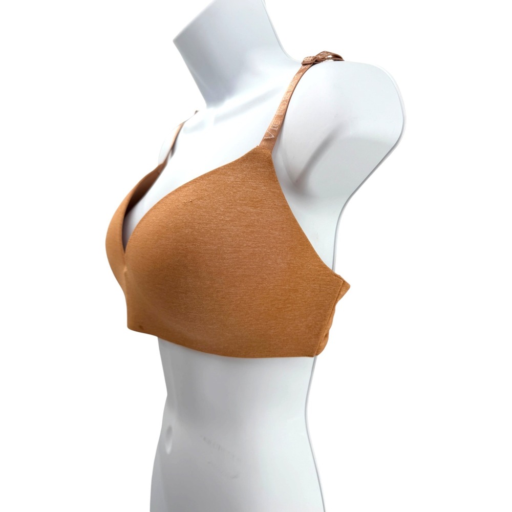 Victorias Secret T-Shirt Lightly Lined‎ Wireless Bra 36D NWT Tan Logo Strap - Picture 3 of 6